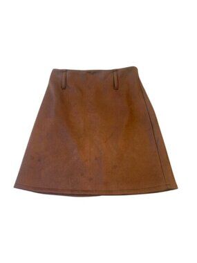June & Hudson Estilo Womens small chocolate Brown Faux Suede Mini Skirt (bin M)
